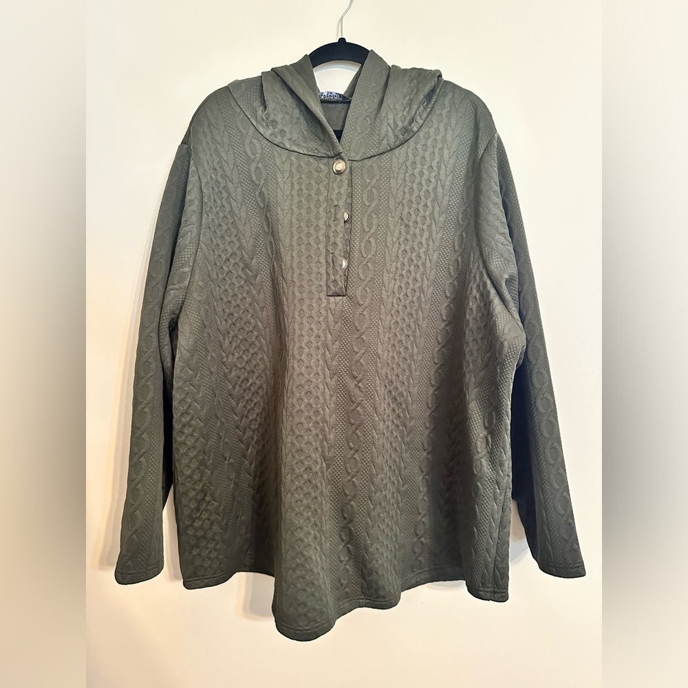 Bloomchic Olive green long sleeve with hoodie, size 26. New, but never worn